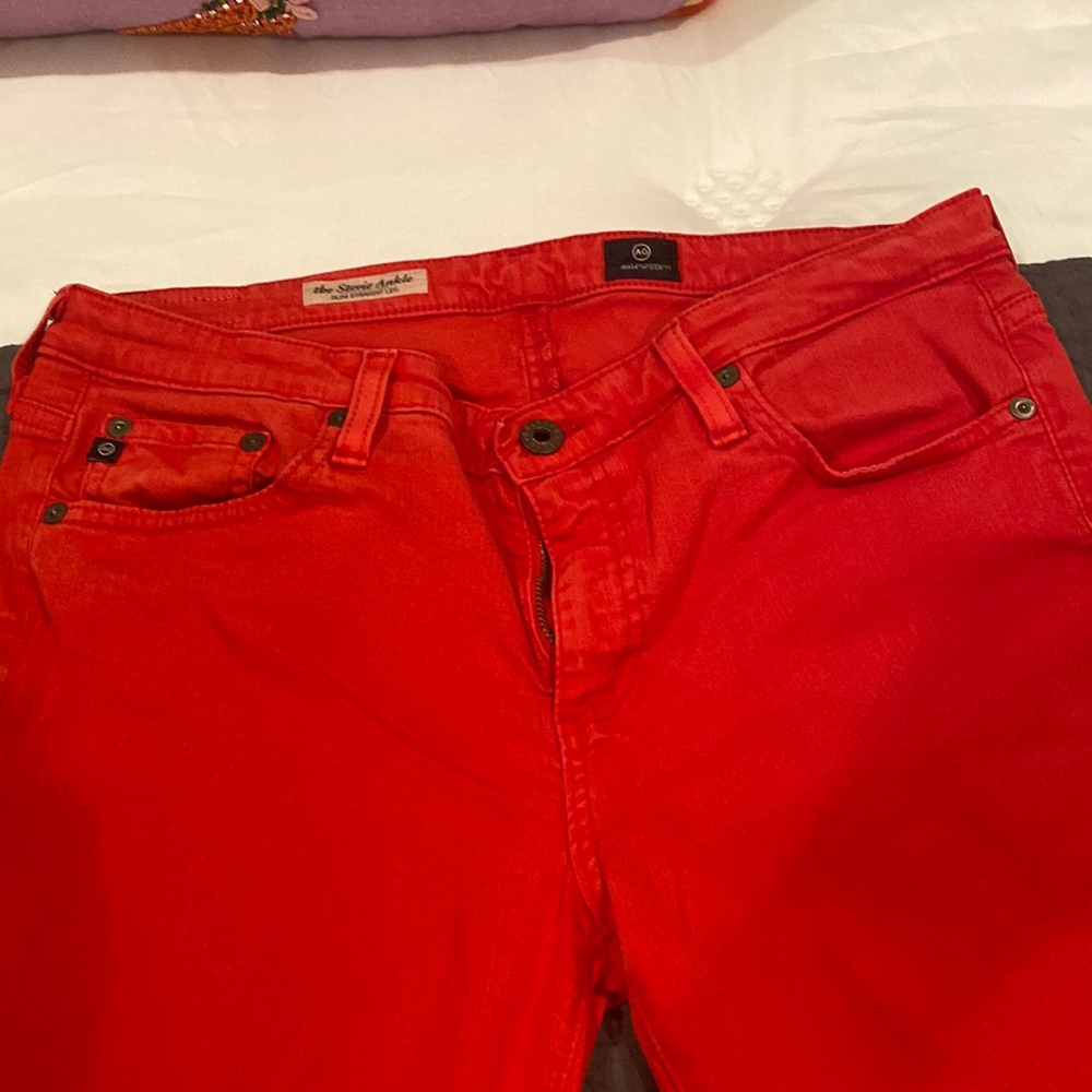 Red AG denim! Stevie ankle from Anthropologie